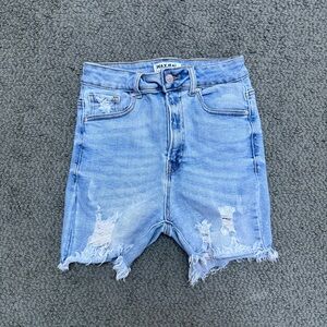 Wax Jean Distressed Denim Shorts